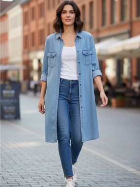 VERO MODA Light Wash Denim lyocell Shirt Dress size medium